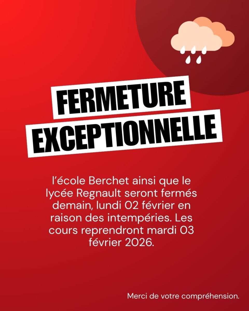 rouge et blanc minimaliste annonce fermeture intempéries orage publication instagram
